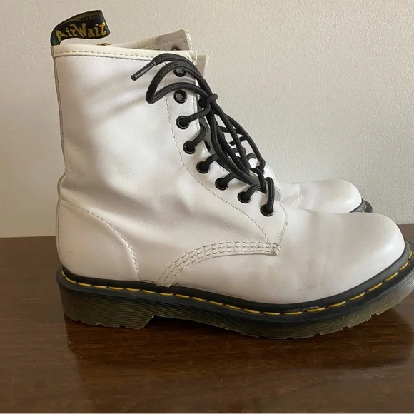 Dr. Martens White Combat Boots - Picture 2 of 8